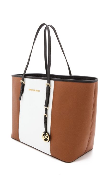 MICHAEL KORS DUAL TONE SAFFIANO LEATHER TOTE BAG