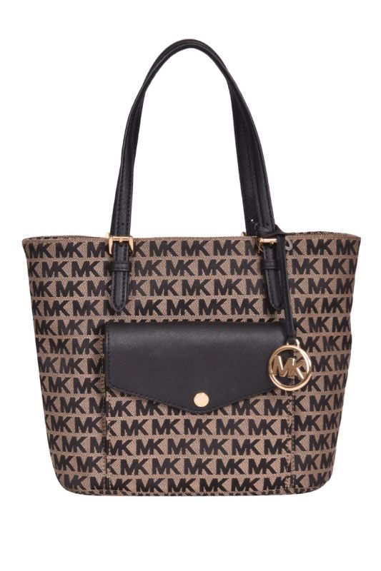 Michael Kors Jet Set Snap Pocket Canvas Tote Bag