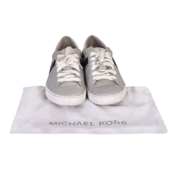 MICHAEL KORS KEATON STRIPED GLITTER SNEAKERS