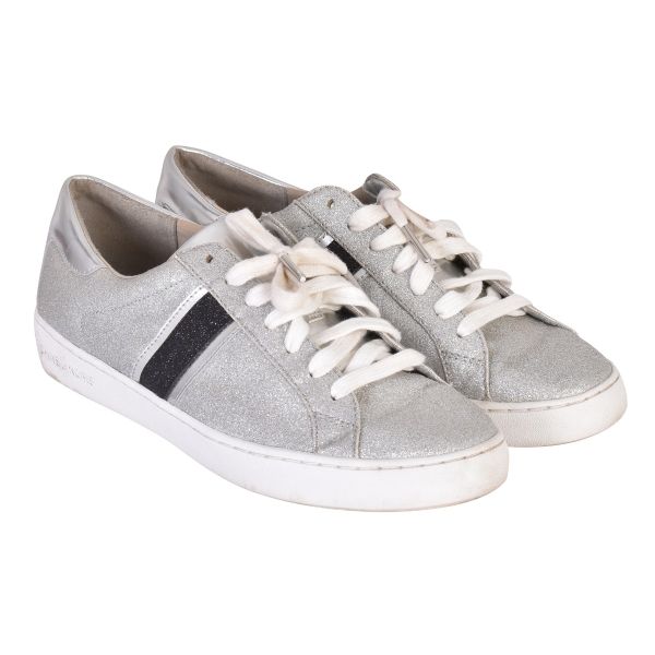 MICHAEL KORS KEATON STRIPED GLITTER SNEAKERS