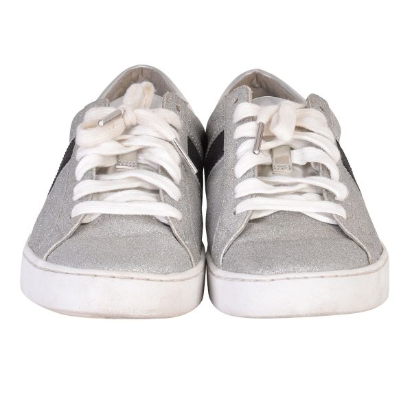 MICHAEL KORS KEATON STRIPED GLITTER SNEAKERS