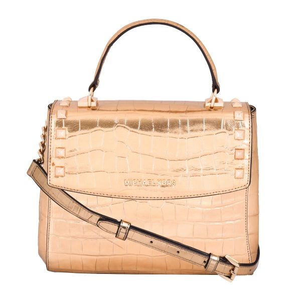 MICHAEL KORS METALLIC GOLD LEATHER KATRLA SATCHEL