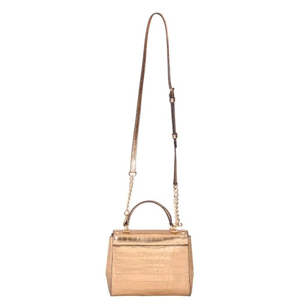MICHAEL KORS METALLIC GOLD LEATHER KATRLA SATCHEL