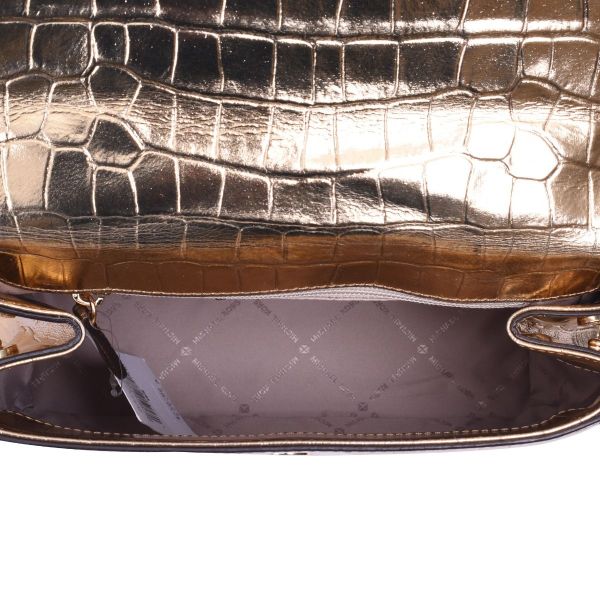 MICHAEL KORS METALLIC GOLD LEATHER KATRLA SATCHEL