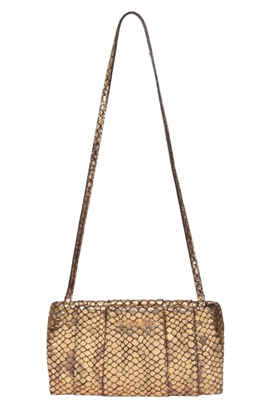 Michael Kors Metallic Gold Snake Embossed Sling Bag