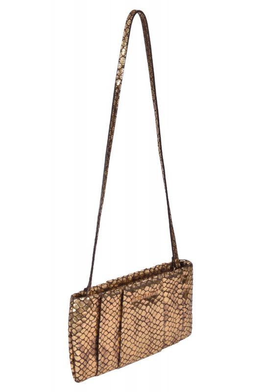 Michael Kors Metallic Gold Snake Embossed Sling Bag