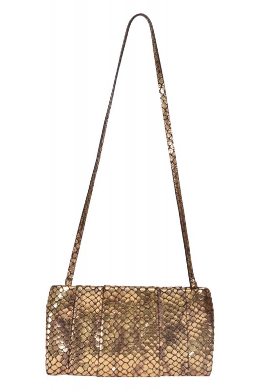 Michael Kors Metallic Gold Snake Embossed Sling Bag