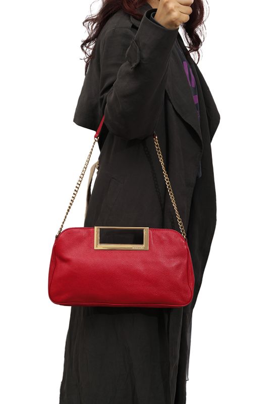 Michael Kors Pebble Leather Red Sling Bag