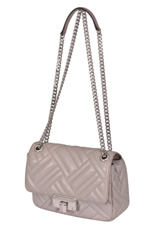 Michael Kors Peyton Pearl Grey Quilted Shoulder Bag