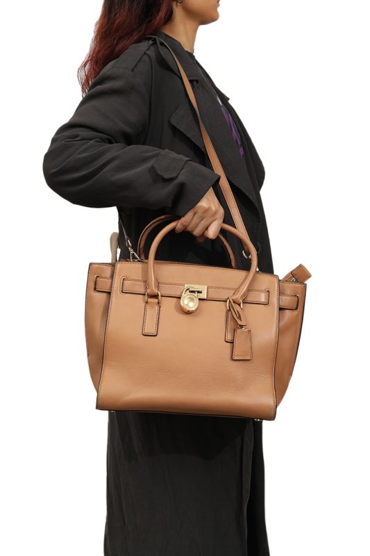 Michael Kors Tan Leather Hamilton Satchel Bag