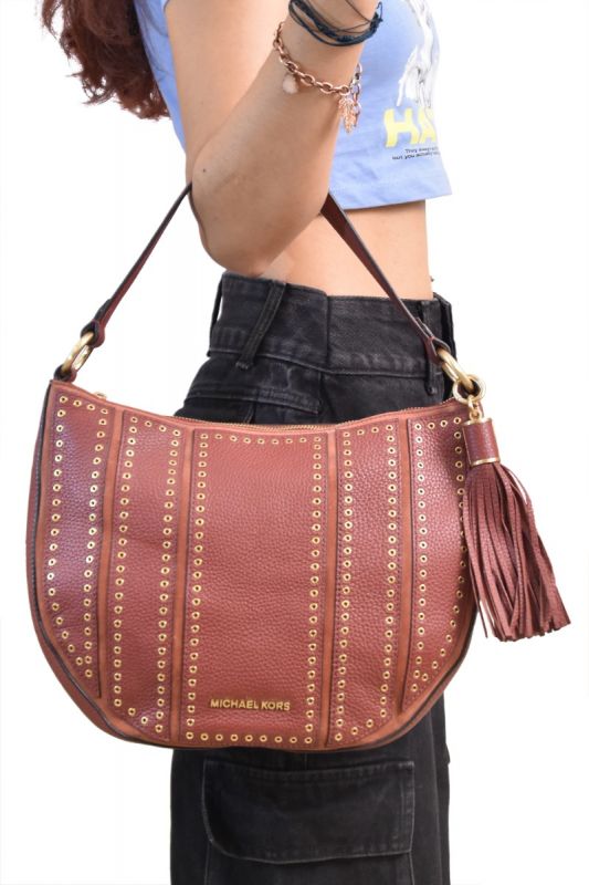 Michael Kors Women’s Brick Brooklyn Grommet Hobo Bag