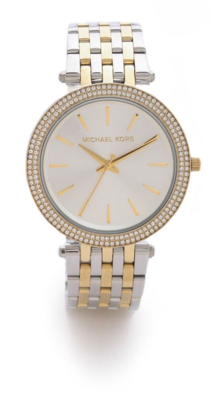 MICHAEL KORS WOMEN’S METTALIC DARCI PAVE TWO TONE WATCH