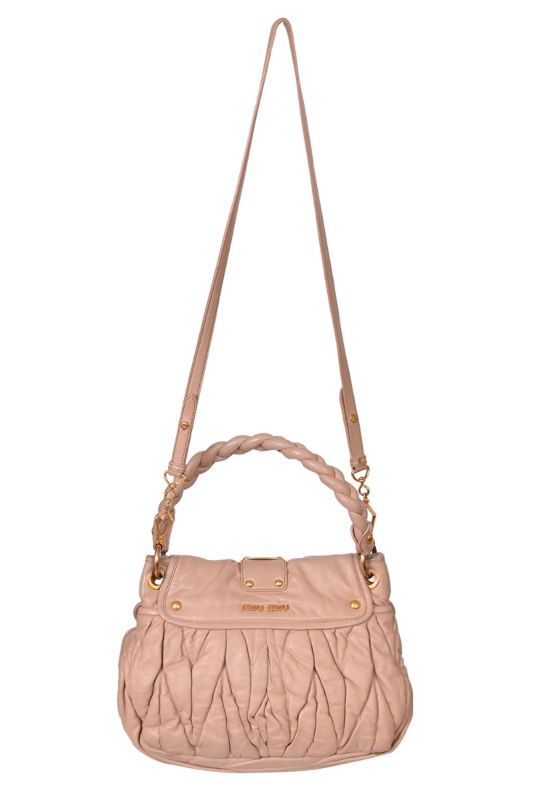 Miu Miu Beige Matelasse Lux Leather Small Coffer Hobo Bag
