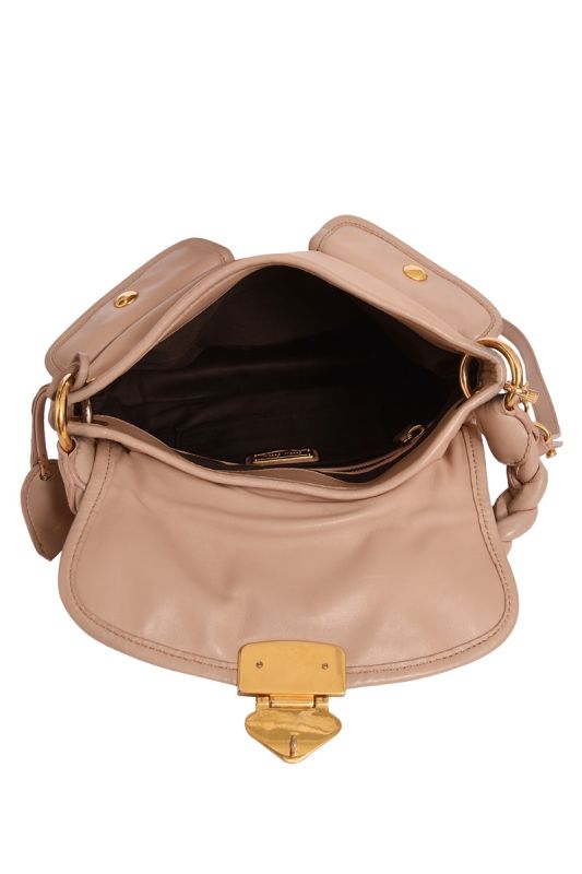 Miu Miu Beige Matelasse Lux Leather Small Coffer Hobo Bag