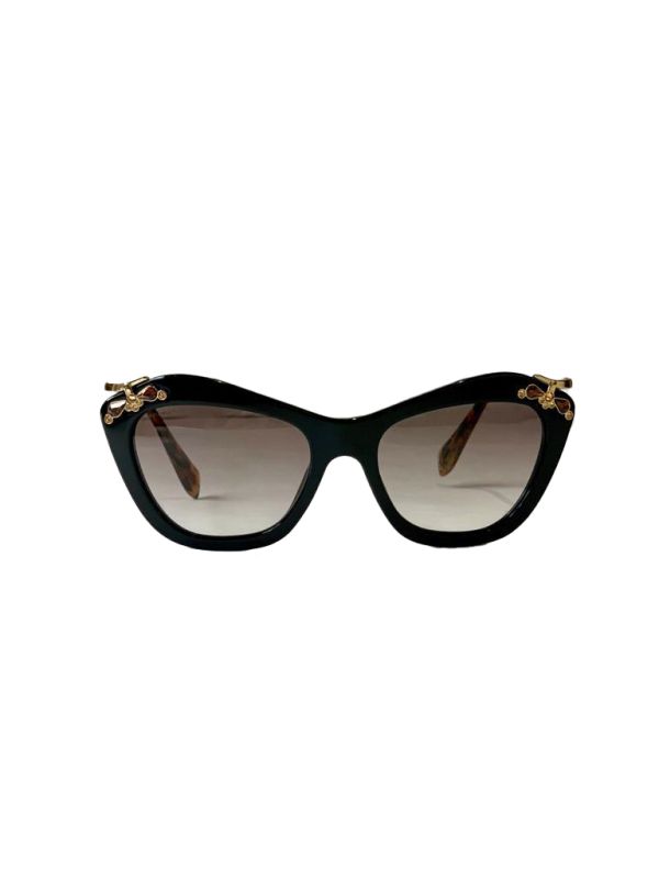 MIU MIU BLACK GOLD CAT EYE SUNGLASSES