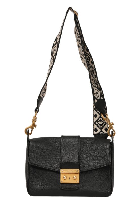 MIU MIU MADRAS LEATHER NERO CROSSBODY BAG