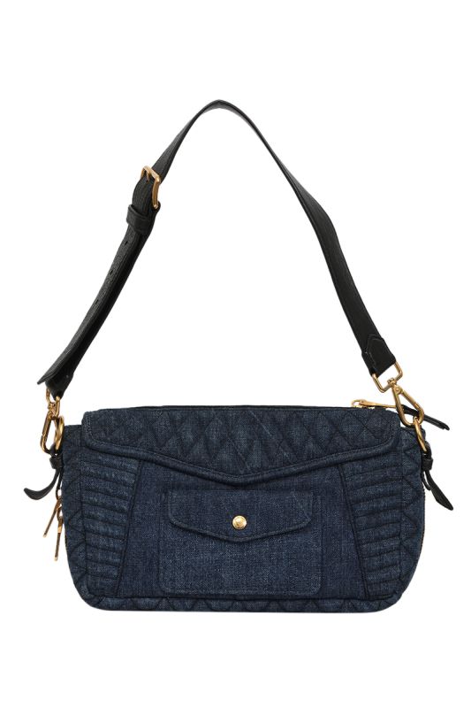 Miu MiuMatelasse Biker Denim Shoulder Bag