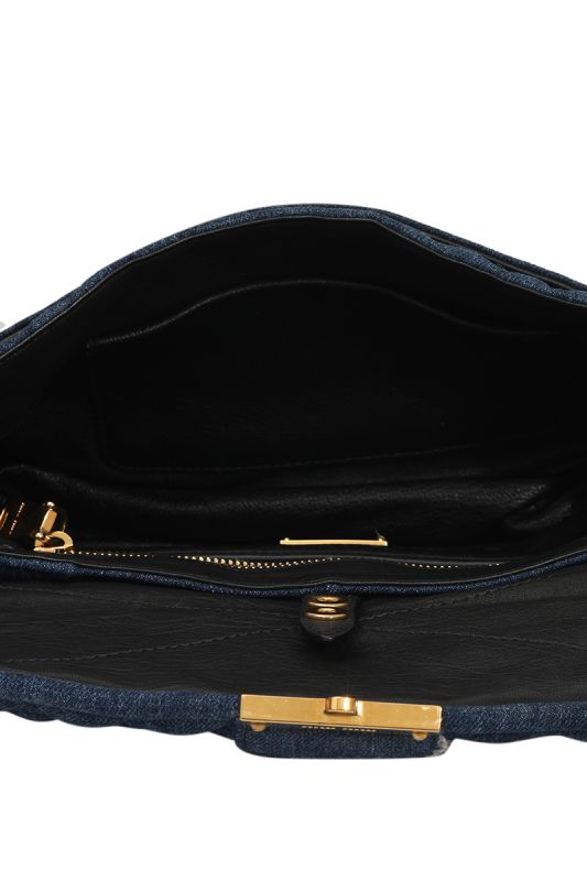 Miu MiuMatelasse Biker Denim Shoulder Bag