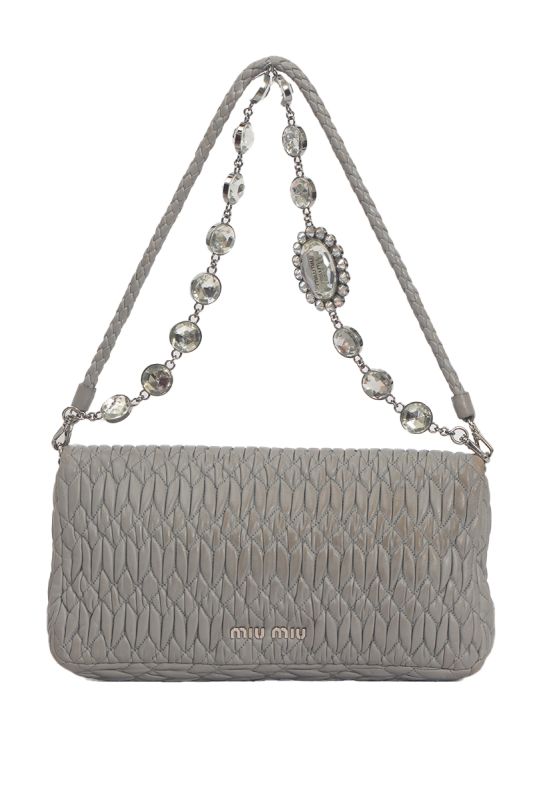 Miu Miu Matelasse Grey Shoulder Bag