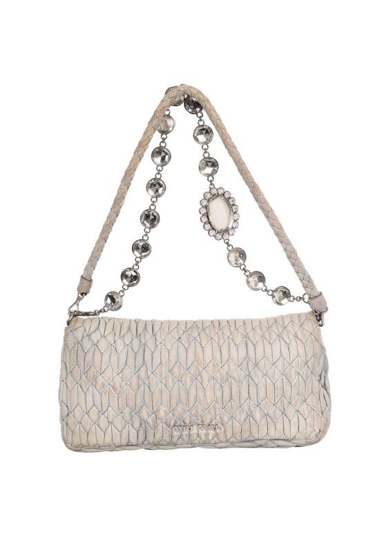 MIU MIU MATELASSE JEWELLED CHAIN BAG