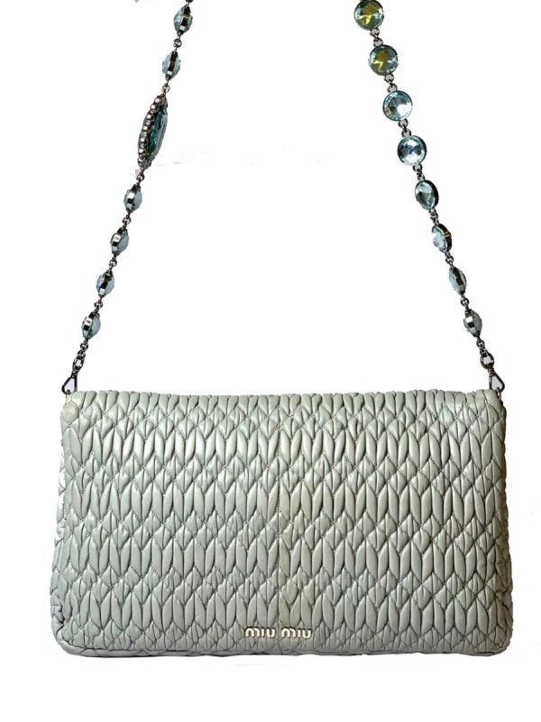 MIU MIU MATELASSE JEWELLED CHAIN BAG RT51