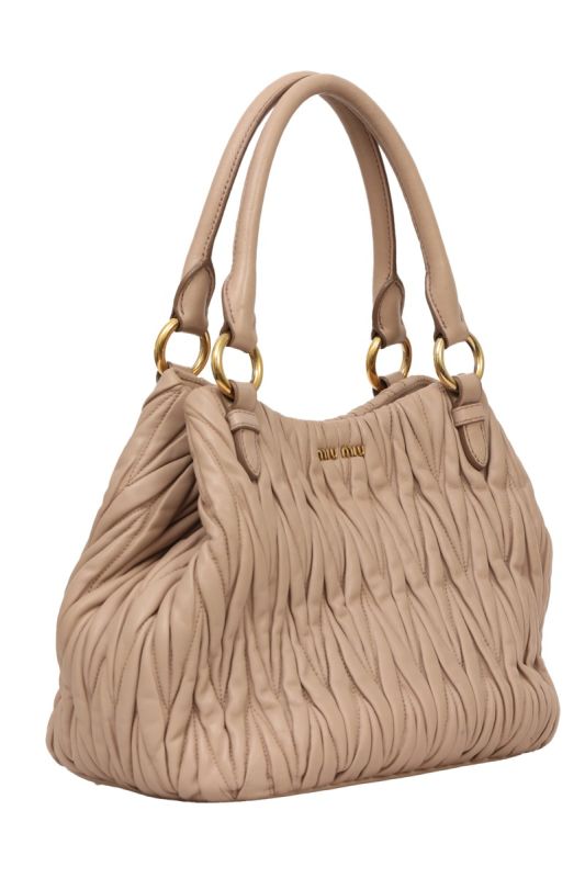 Miu Miu Nappa Matelasse Cammeo Leather Tote Bag