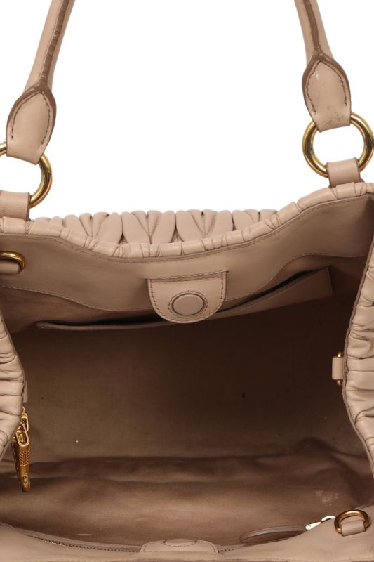 Miu Miu Nappa Matelasse Cammeo Leather Tote Bag