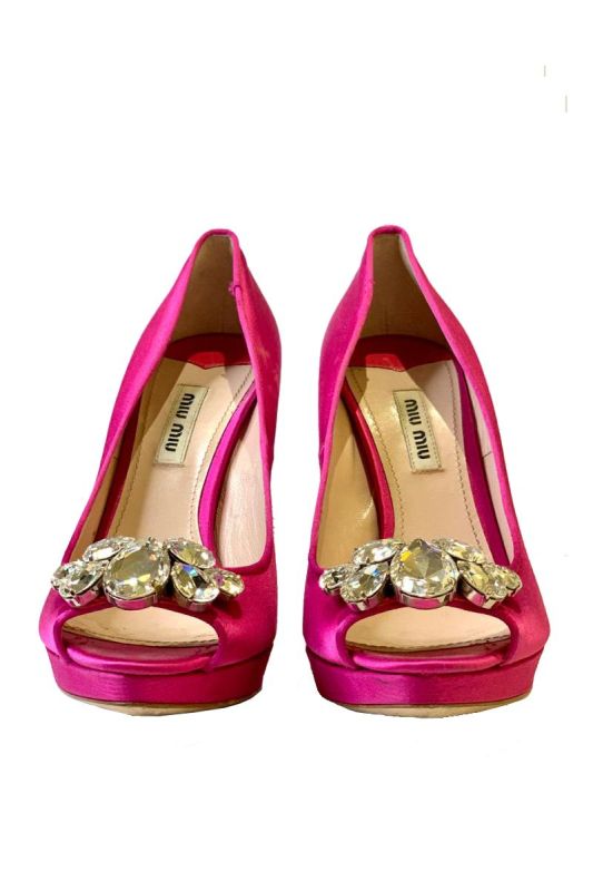 MIU MIU SATIN JEWEL PUMPS