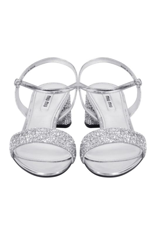 Miu Miu Sliver Glitter Sandals