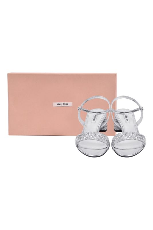Miu Miu Sliver Glitter Sandals