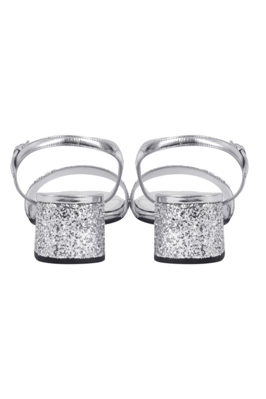 Miu Miu Sliver Glitter Sandals