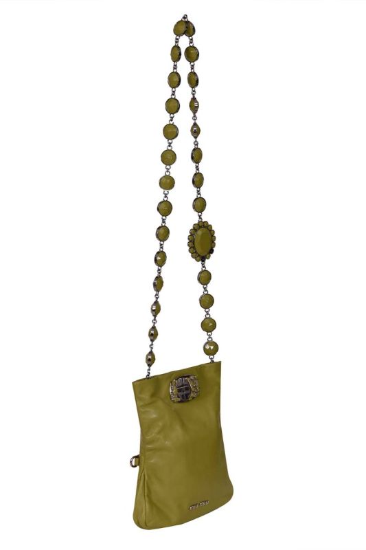 MiuMiu Strass Crystal Embellished Leather Bag