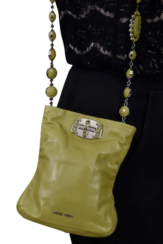 MiuMiu Strass Crystal Embellished Leather Bag