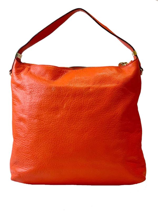 MICHAEL KORS ORANGE TASSEL ZIP TOP HOBO BAG