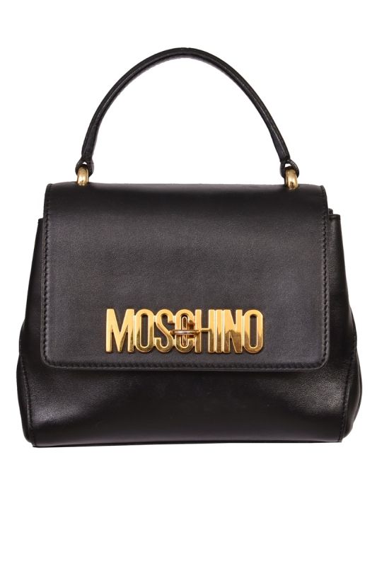 Moschino Leather Logo Flap Top Handle Bag