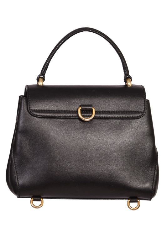 Moschino Leather Logo Flap Top Handle Bag