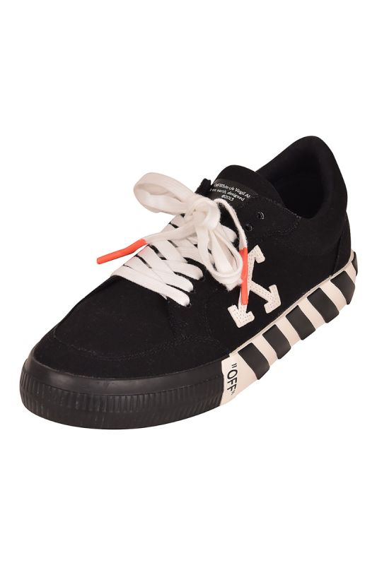 Off White Vulcanized Striped Low Top Sneakers