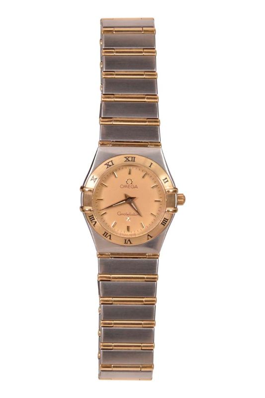 OMEGA CONSTELLATION QUARTZ GOLD DIAL LADIES WATCH 