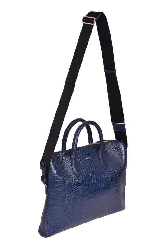 Paul Smith Crocodile Embossed Leather laptop Bag