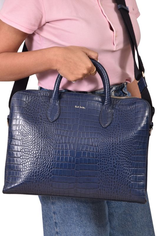 Paul Smith Crocodile Embossed Leather laptop Bag