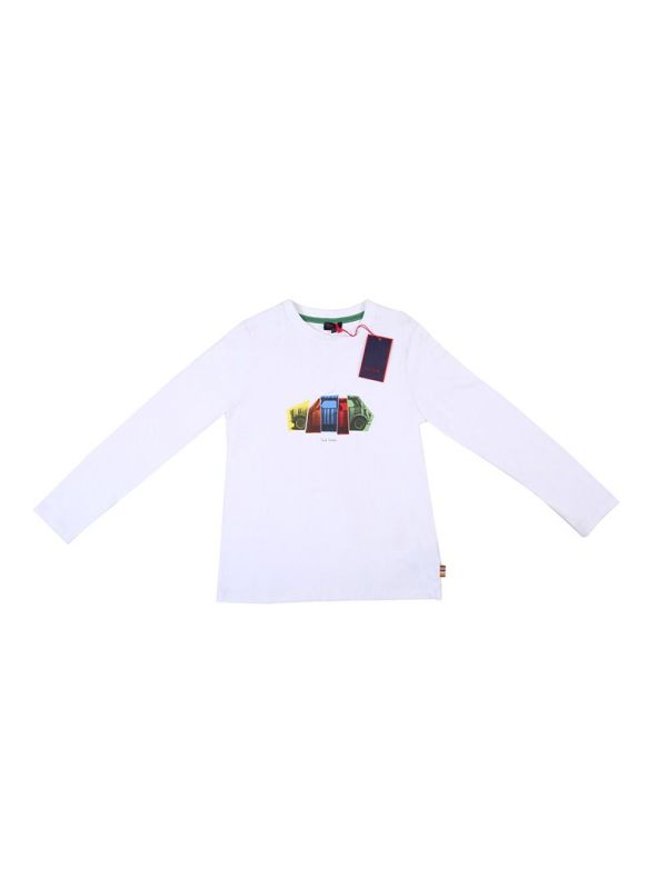 PAUL SMITH JUNIOR WHITE CAR PRINT T-SHIRT