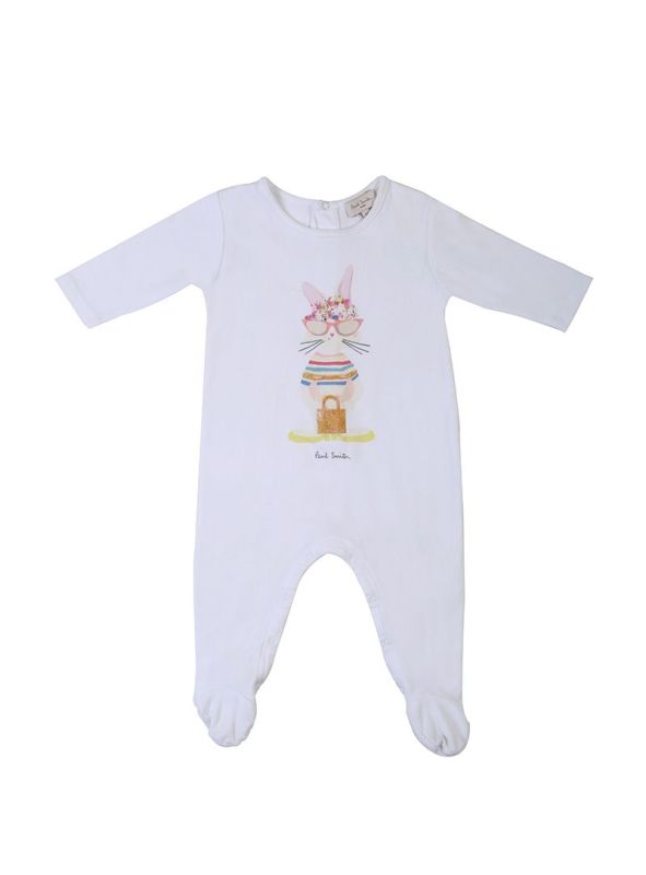 PAUL SMITH JUNIOR WHITE MISS CAT BABY ROMPER