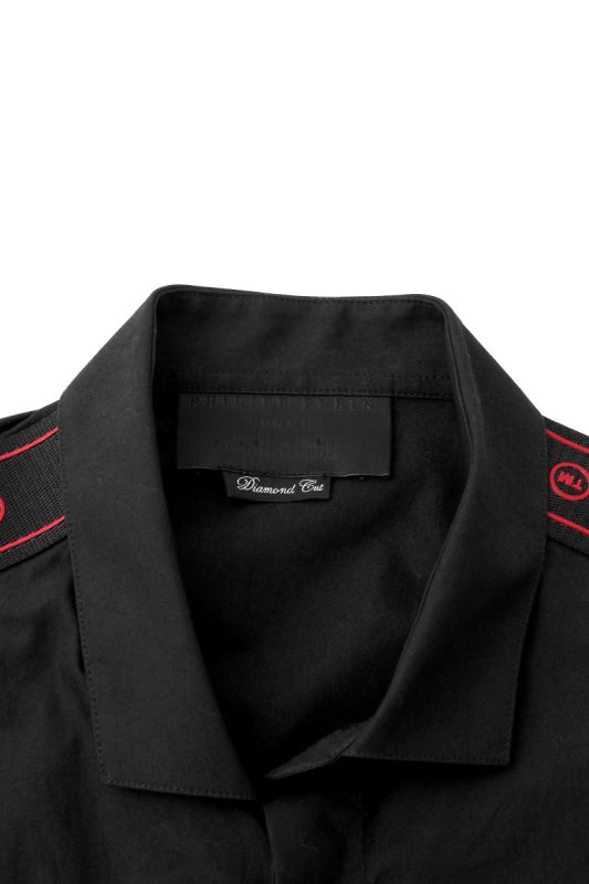Philipp Plein Size XL Red Logo Shoulder Black Shirt