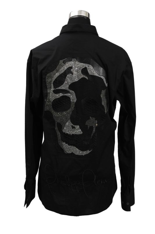 Philipp Plein Size XL Studded Skull Black Shirt