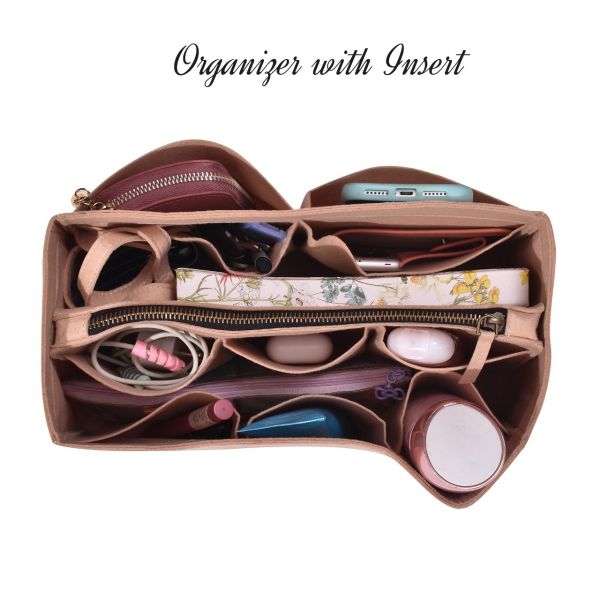 POCHETTE DE LUXE BEIGE WITH INSERT BAG ORGANIZER