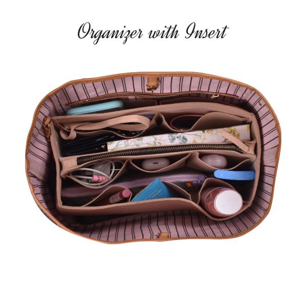 POCHETTE DE LUXE BEIGE WITH INSERT BAG ORGANIZER