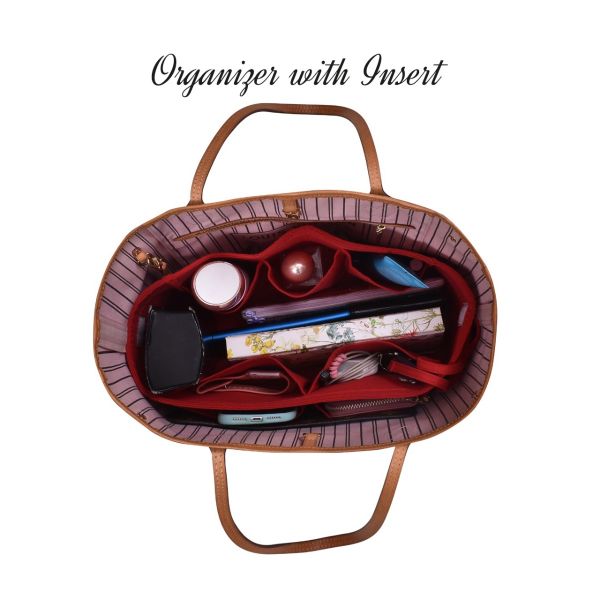 POCHETTE DE LUXE RED WITH INSERT BAG ORGANIZER