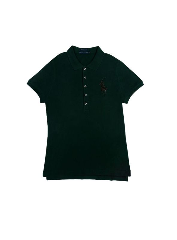 POLO RALPH LAUREN FOREST GREEN SWAROVSKI POLO T- SHIRT