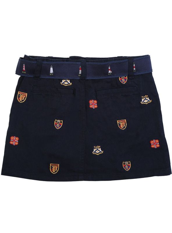 POLO RALPH LAUREN NAVY BLUE EMBROIDERED SKIRT