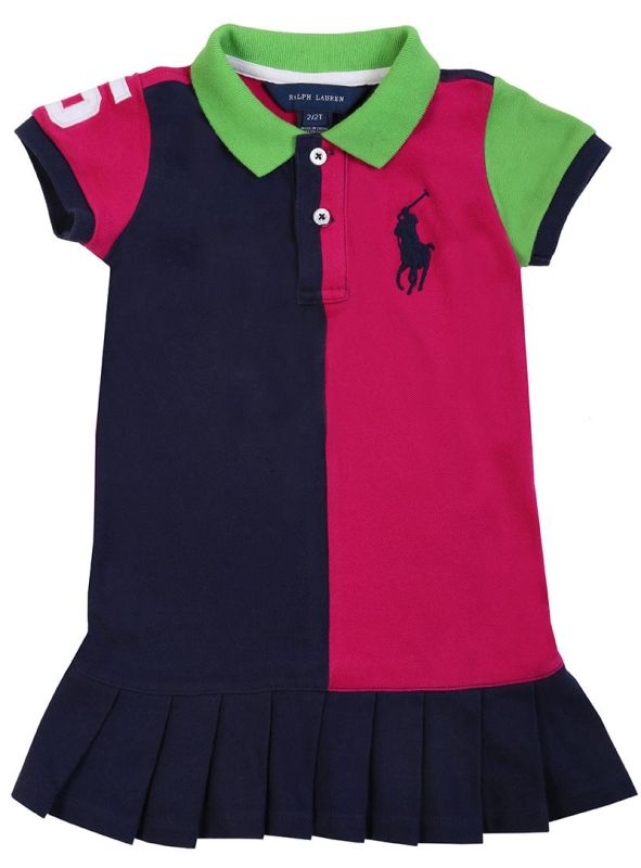 POLO RALPH LAUREN NAVY BLUE & PINK POLO DRESS